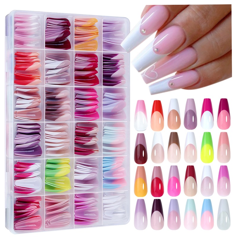 Nail Art Oval - 288 stuks/doos Kleurrijke Kunstnagels Zwart Rood
