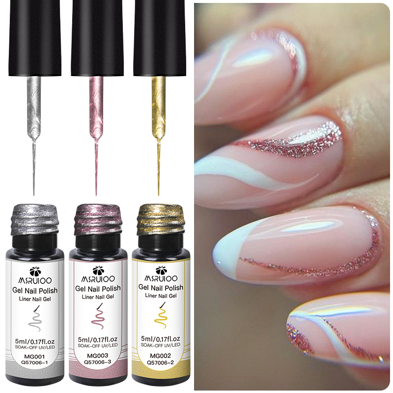 Nail Art Chrome - 3-delige set 5ml metallic gel liner