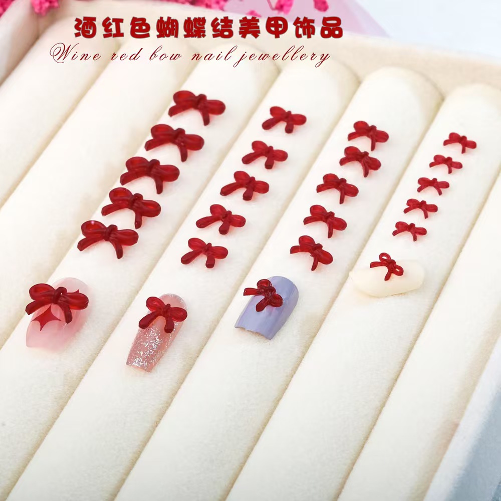 Nail Art Red Wine - Franse Wijn Rode Strik Nail Art