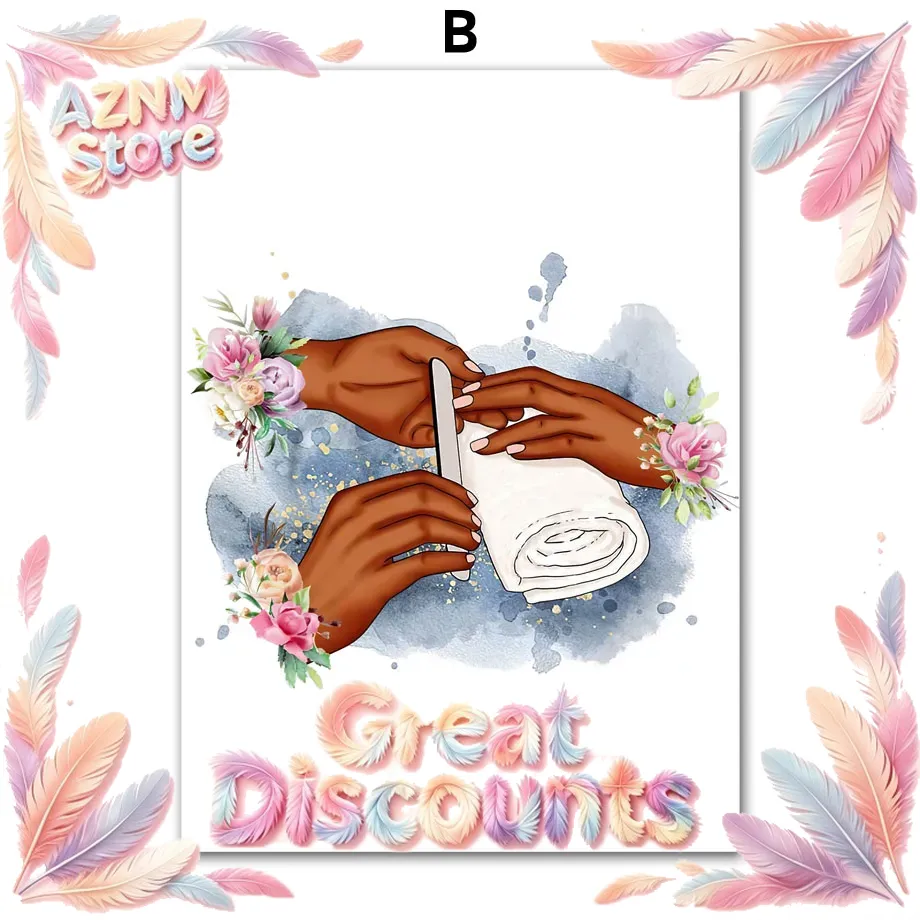 Nail Art Gel Polish - Wanddecoratie Canvas Schilderij Bloem Mode Meisje