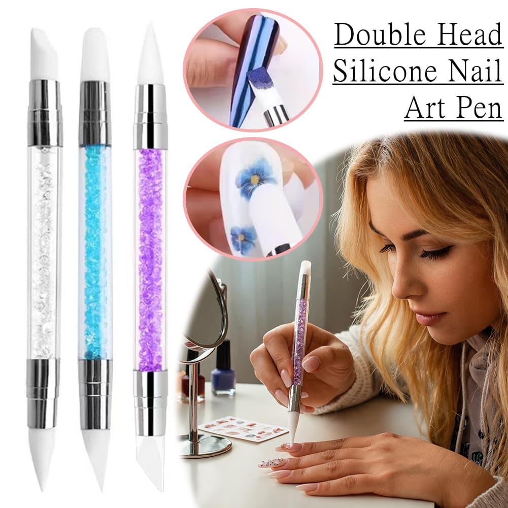 Nail Fan Brush - Nail Art Dubbelkop Siliconen Pen Decoratieve
