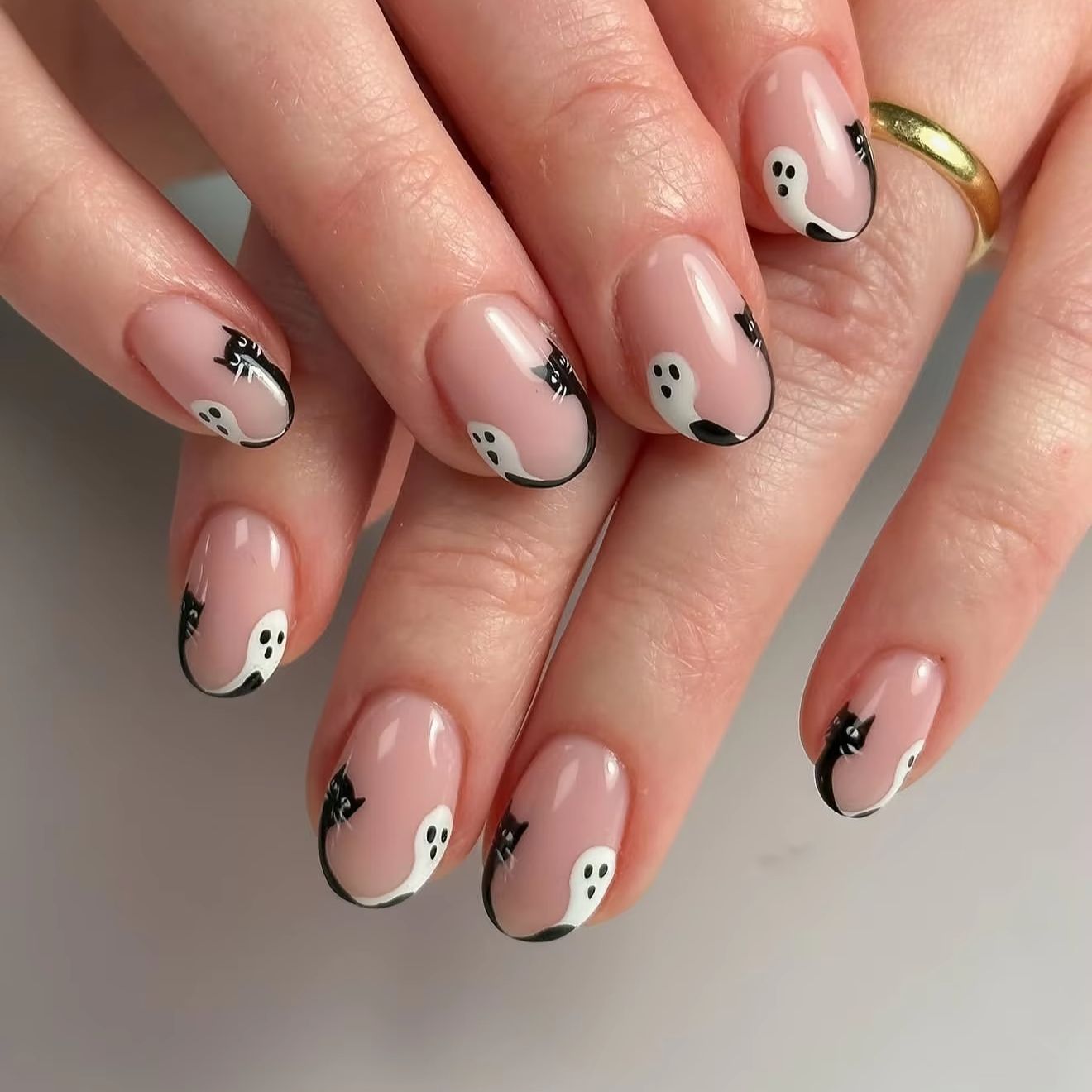 Halloween Zwarte Kat Spook Pre - Nail Art Oval recensie en prijs