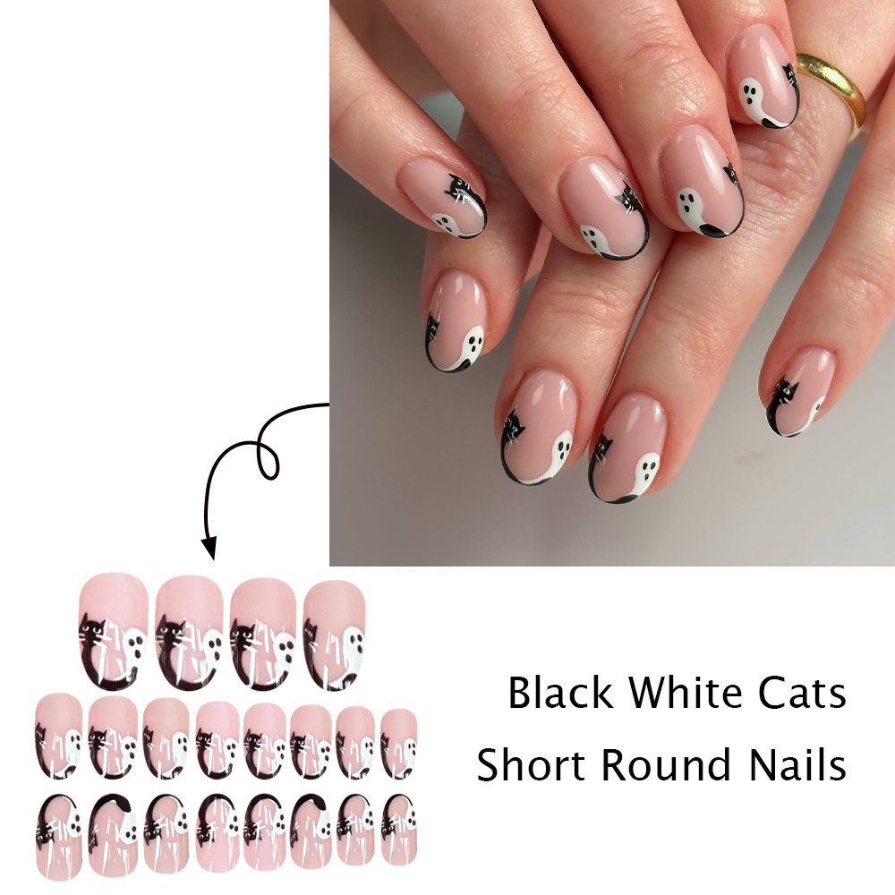 Halloween Zwarte Kat Spook Pre - Nail Art Oval recensie en prijs
