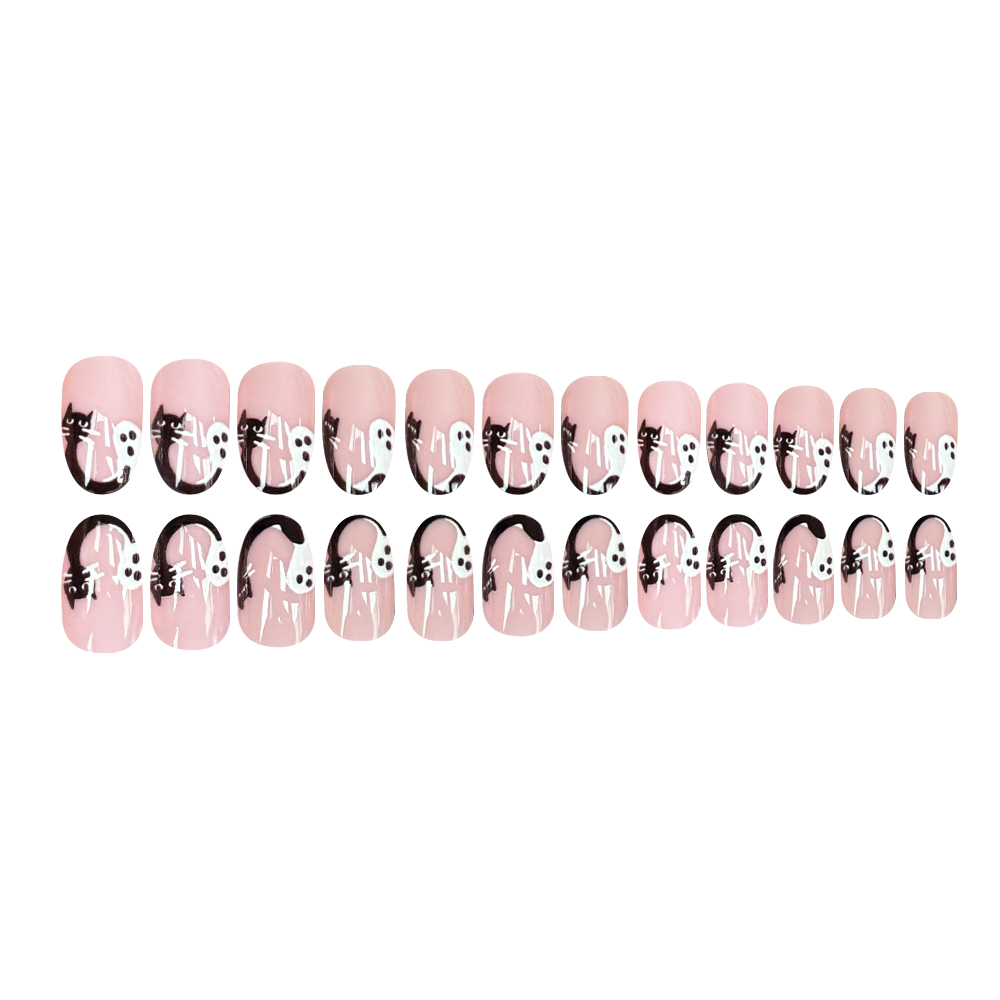 Halloween Zwarte Kat Spook Pre - Nail Art Oval recensie en prijs