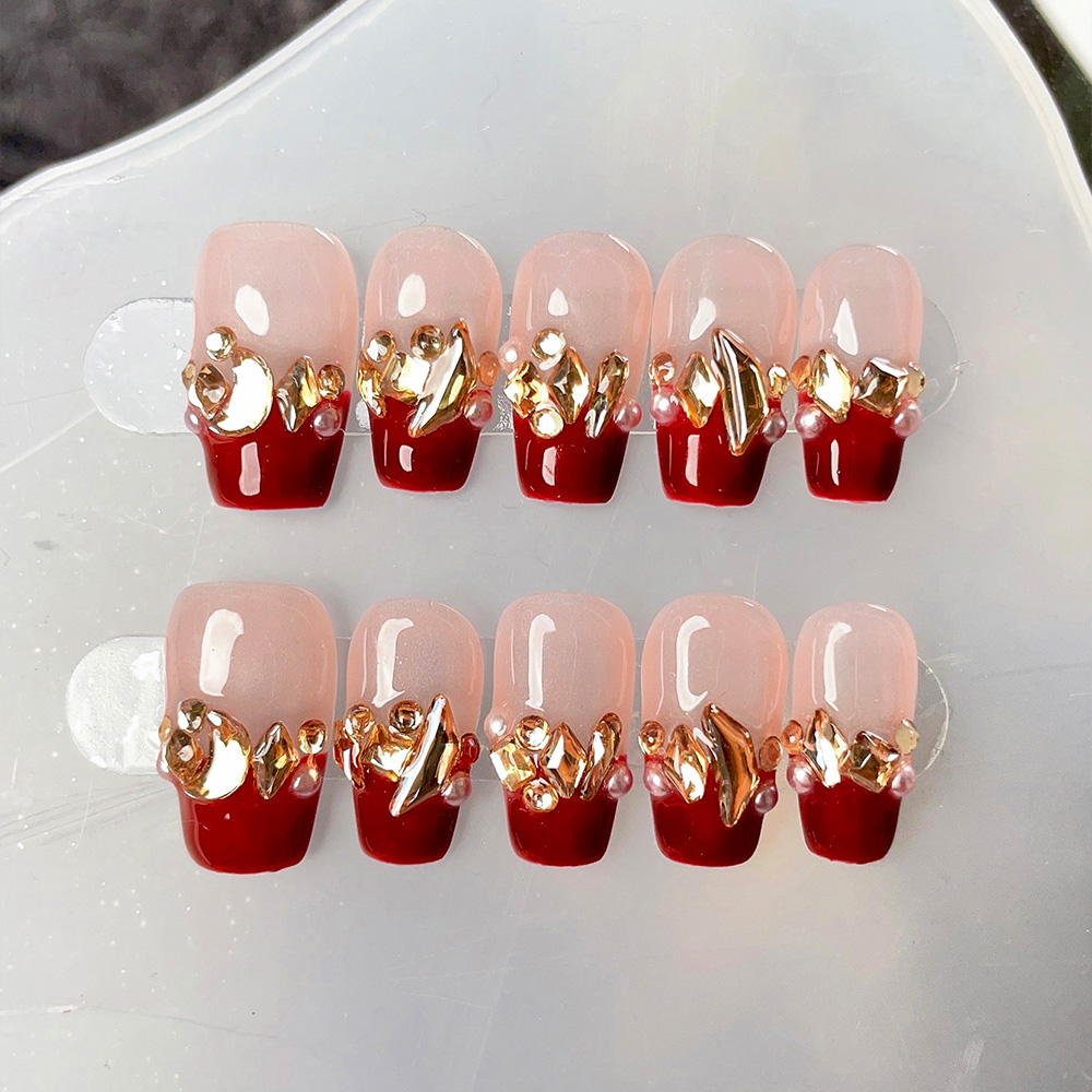 10 stuks korte trapeziumvormig - Nail Art Red Wine recensie en prijs